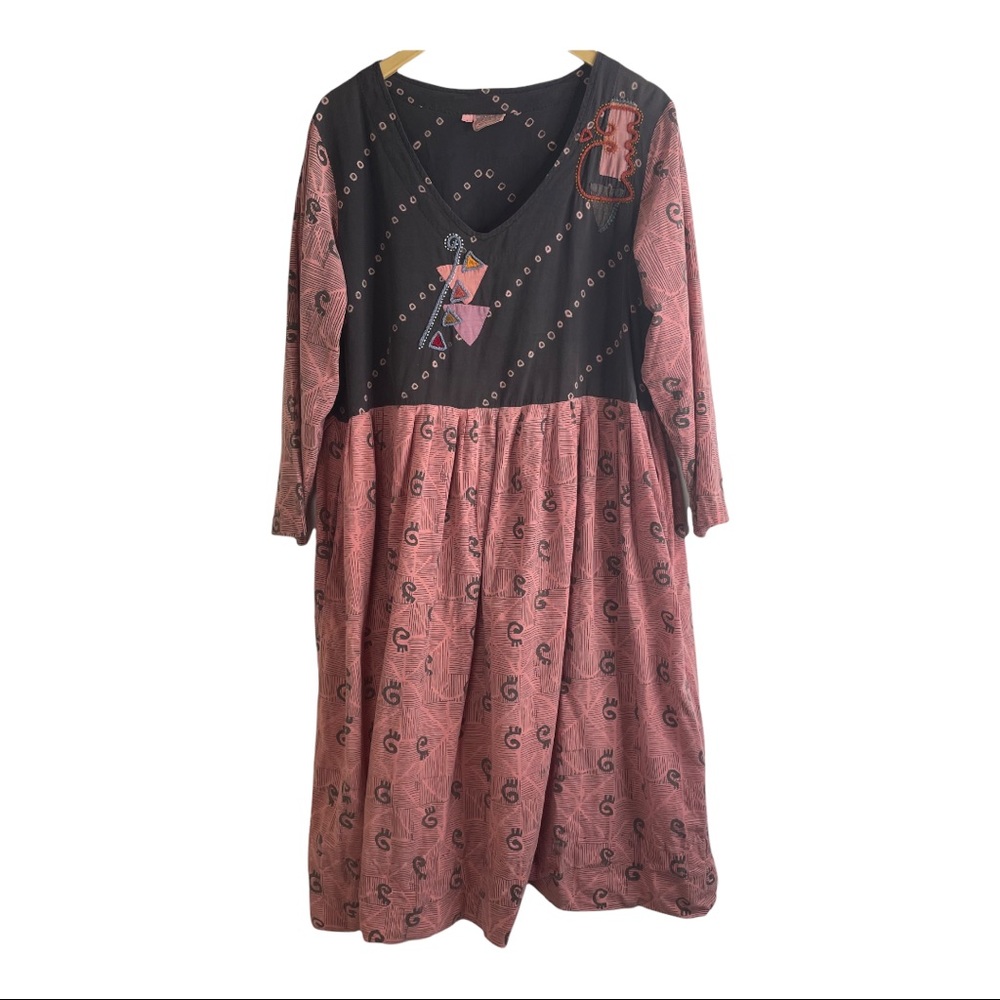 Market Place India Long Sleeve Oversized Dress Lg